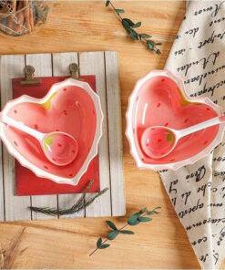 Bộ bát gốm hình trái tim kèm muỗng – Sweet Heart